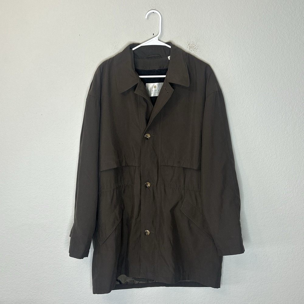 Vtg Bill Blass Menswear Trench Field Coat Brown Jacket Removable Wool Liner M